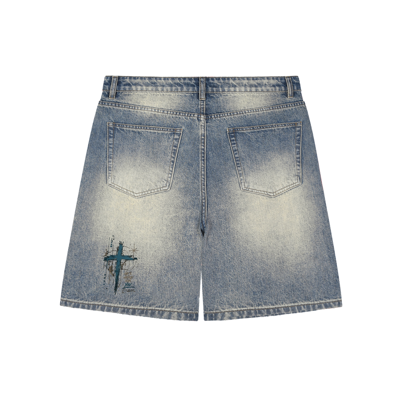 Faded Ckuality Distressed Baggy Denim Shorts