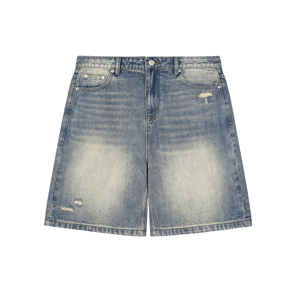 Faded Ckuality Distressed Baggy Denim Shorts