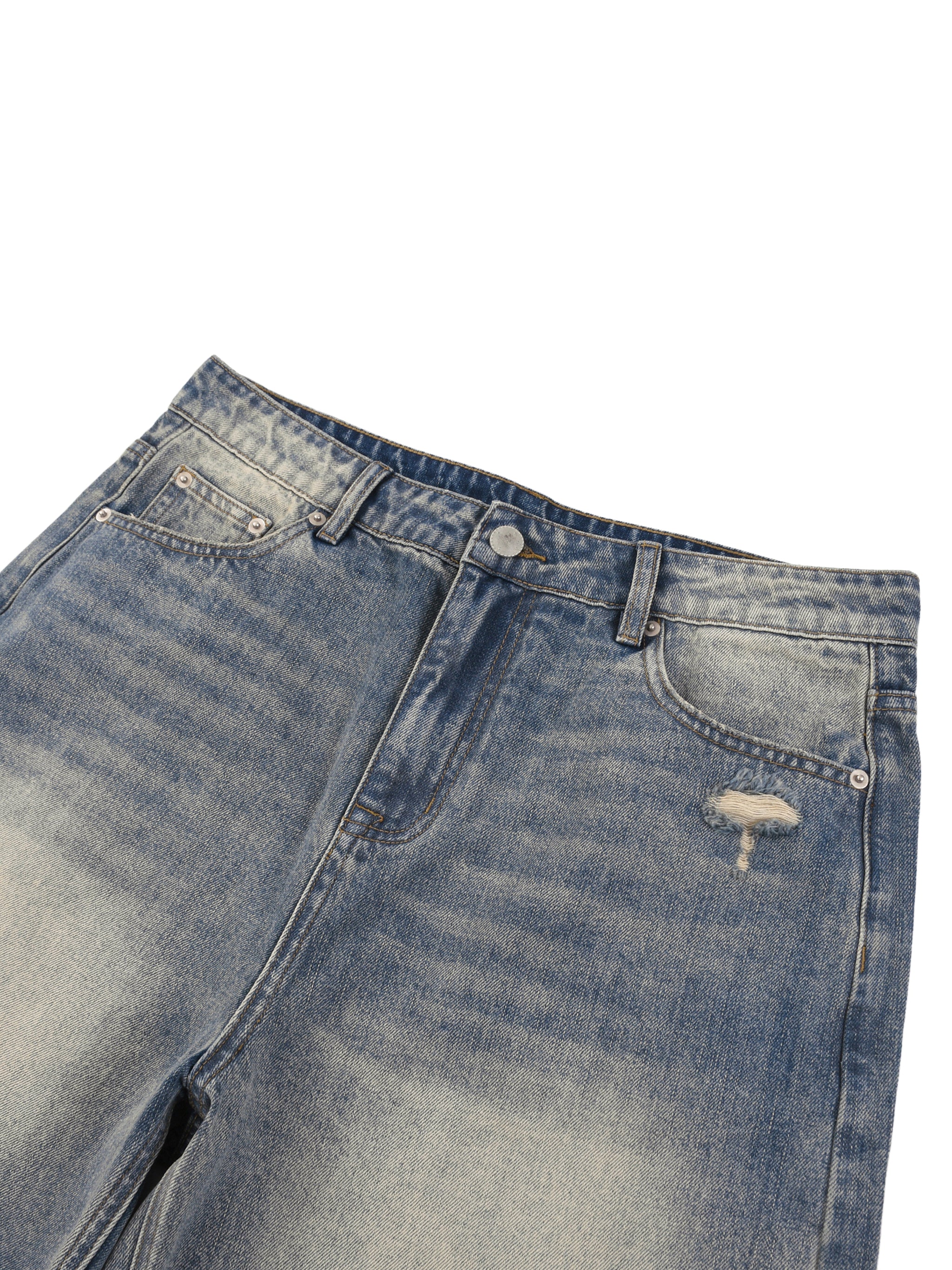 Faded Ckuality Distressed Baggy Denim Shorts